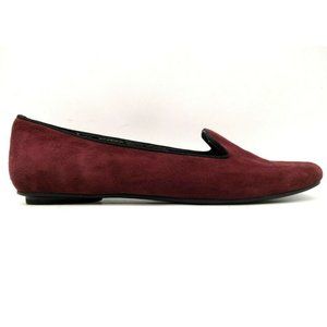 Neiman Marcus Burgundy Leather Casual Slip On Smoking Flats Shoes Women's 9 M